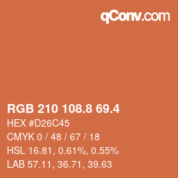 カラーコード: RGB 210 108.8 69.4 | qconv.com