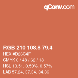 カラーコード: RGB 210 108.8 79.4 | qconv.com
