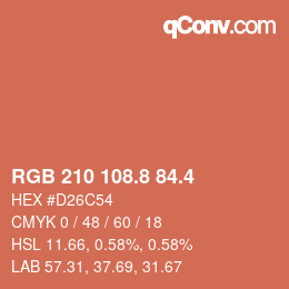 カラーコード: RGB 210 108.8 84.4 | qconv.com