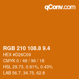 カラーコード: RGB 210 108.8 9.4 | qconv.com