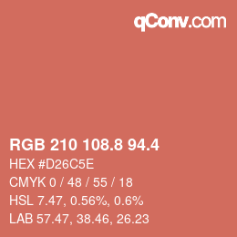 カラーコード: RGB 210 108.8 94.4 | qconv.com