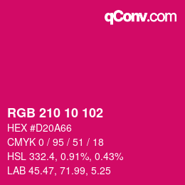 Color code: RGB 210 10 102 | qconv.com
