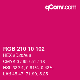 Color code: RGB 210 10 102 | qconv.com