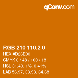 カラーコード: RGB 210 110.2 0 | qconv.com