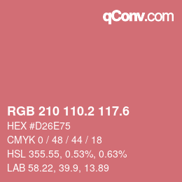 カラーコード: RGB 210 110.2 117.6 | qconv.com