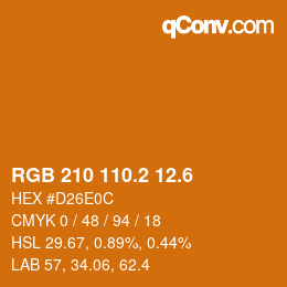 カラーコード: RGB 210 110.2 12.6 | qconv.com