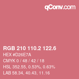 カラーコード: RGB 210 110.2 122.6 | qconv.com