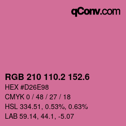 カラーコード: RGB 210 110.2 152.6 | qconv.com