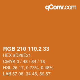 カラーコード: RGB 210 110.2 33 | qconv.com