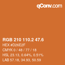 カラーコード: RGB 210 110.2 47.6 | qconv.com