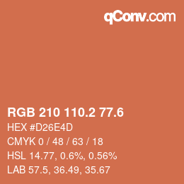 カラーコード: RGB 210 110.2 77.6 | qconv.com