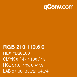 カラーコード: RGB 210 110.6 0 | qconv.com