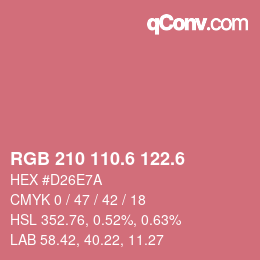 カラーコード: RGB 210 110.6 122.6 | qconv.com