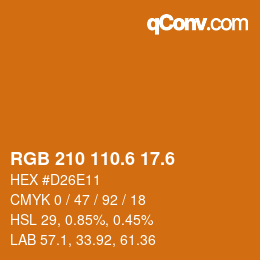 カラーコード: RGB 210 110.6 17.6 | qconv.com