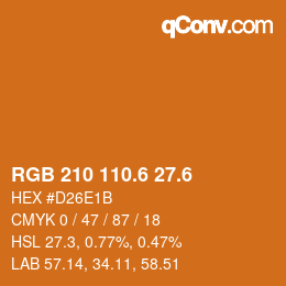 カラーコード: RGB 210 110.6 27.6 | qconv.com
