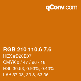 カラーコード: RGB 210 110.6 7.6 | qconv.com