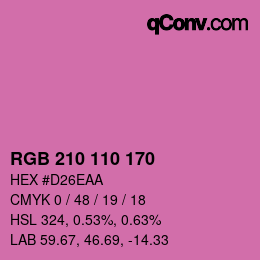 カラーコード: RGB 210 110 170 | qconv.com