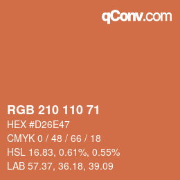 Color code: RGB 210 110 71 | qconv.com