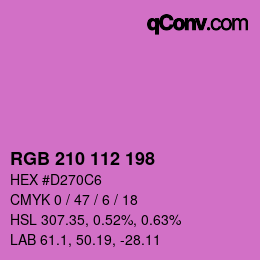 颜色代码: RGB 210 112 198 | qconv.com