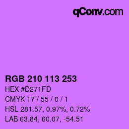Color code: RGB 210 113 253 | qconv.com