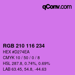 Color code: RGB 210 116 234 | qconv.com