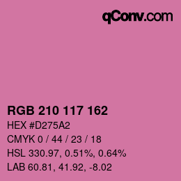 カラーコード: RGB 210 117 162 | qconv.com