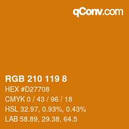 カラーコード: RGB 210 119 8 | qconv.com