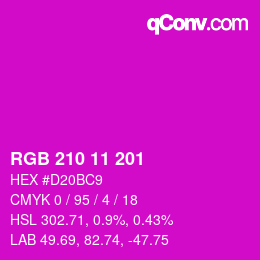 Color code: RGB 210 11 201 | qconv.com