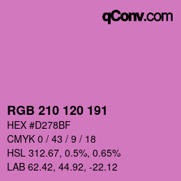 カラーコード: RGB 210 120 191 | qconv.com