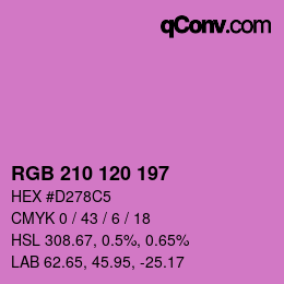 カラーコード: RGB 210 120 197 | qconv.com