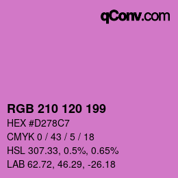 カラーコード: RGB 210 120 199 | qconv.com