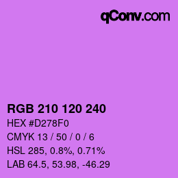 カラーコード: RGB 210 120 240 | qconv.com