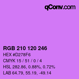 カラーコード: RGB 210 120 246 | qconv.com