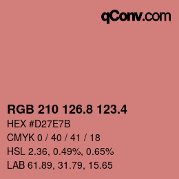 カラーコード: RGB 210 126.8 123.4 | qconv.com