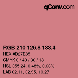 カラーコード: RGB 210 126.8 133.4 | qconv.com