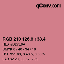 カラーコード: RGB 210 126.8 138.4 | qconv.com