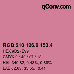 カラーコード: RGB 210 126.8 153.4 | qconv.com