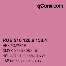 カラーコード: RGB 210 126.8 158.4 | qconv.com