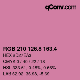 カラーコード: RGB 210 126.8 163.4 | qconv.com