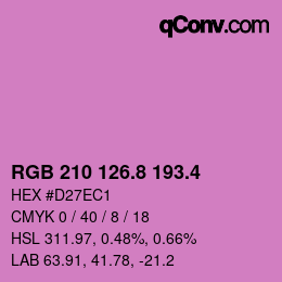 カラーコード: RGB 210 126.8 193.4 | qconv.com