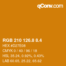カラーコード: RGB 210 126.8 8.4 | qconv.com