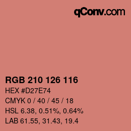 Color code: RGB 210 126 116 | qconv.com