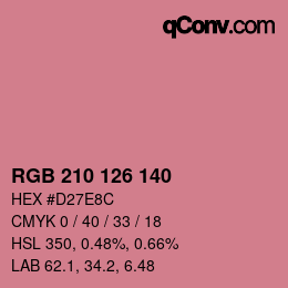 カラーコード: RGB 210 126 140 | qconv.com