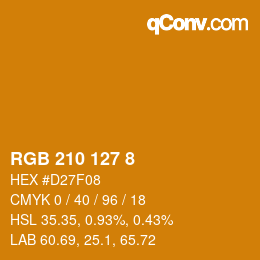 Color code: RGB 210 127 8 | qconv.com
