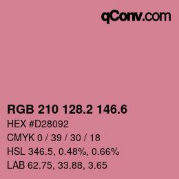 カラーコード: RGB 210 128.2 146.6 | qconv.com