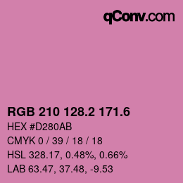 カラーコード: RGB 210 128.2 171.6 | qconv.com