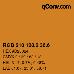 カラーコード: RGB 210 128.2 36.6 | qconv.com