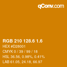 カラーコード: RGB 210 128.6 1.6 | qconv.com