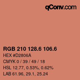 カラーコード: RGB 210 128.6 106.6 | qconv.com