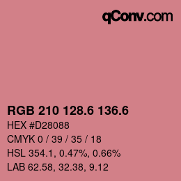 カラーコード: RGB 210 128.6 136.6 | qconv.com